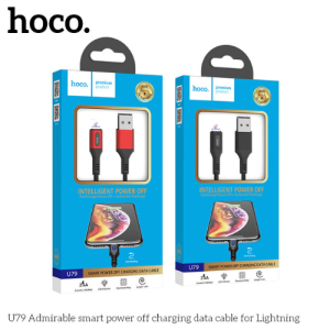 Cáp sạc nhanh 2.4A báo đèn tự ngắt HOCO U79 lightning dây dù 1.2m chính hãng