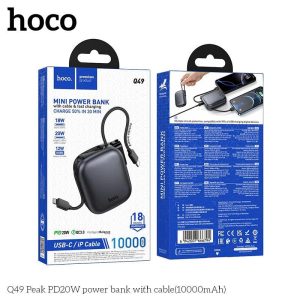 Pin dự phòng sạc nhanh PD20W HOCO Q49 10000MAH LCD kèm cáp sạc lightning + type-c chính hãng