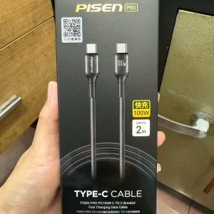 Cáp sạc nhanh 100W PISEN CC-PD04 dây dù 2m type-c to type-c chính hãng