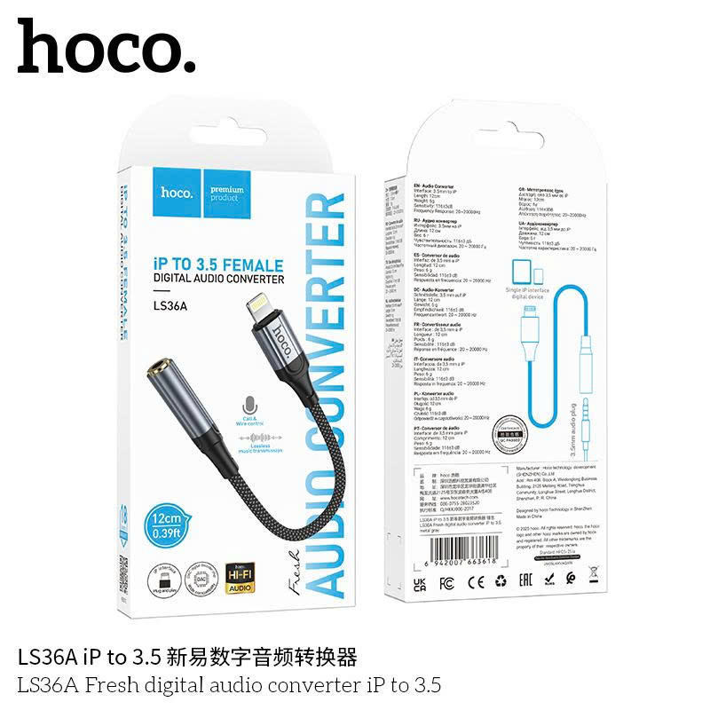 Jack chuyển lightning ra tai nghe 3.5mm HOCO LS36A