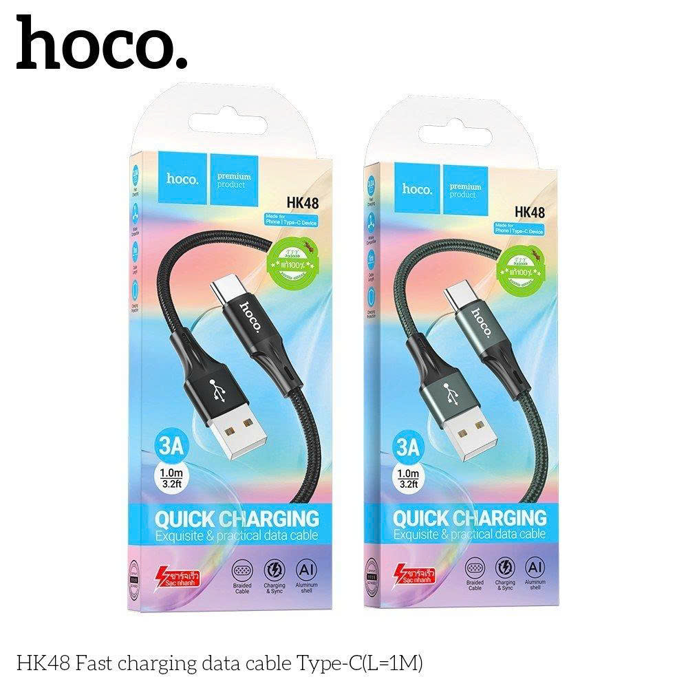 Cáp sạc nhanh 3A HOCO HK48 1m dây dù type-c chính hãng